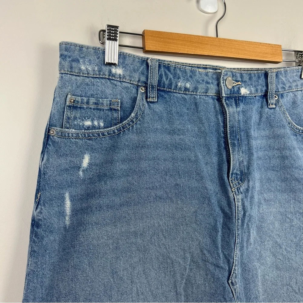 Jeanswest Women’s Mini Denim Skirt A-Line High Waist Distressed Blue Size 16 - Picture 7 of 12